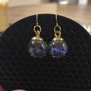 Elegant Gold and Blue Floral Earrings